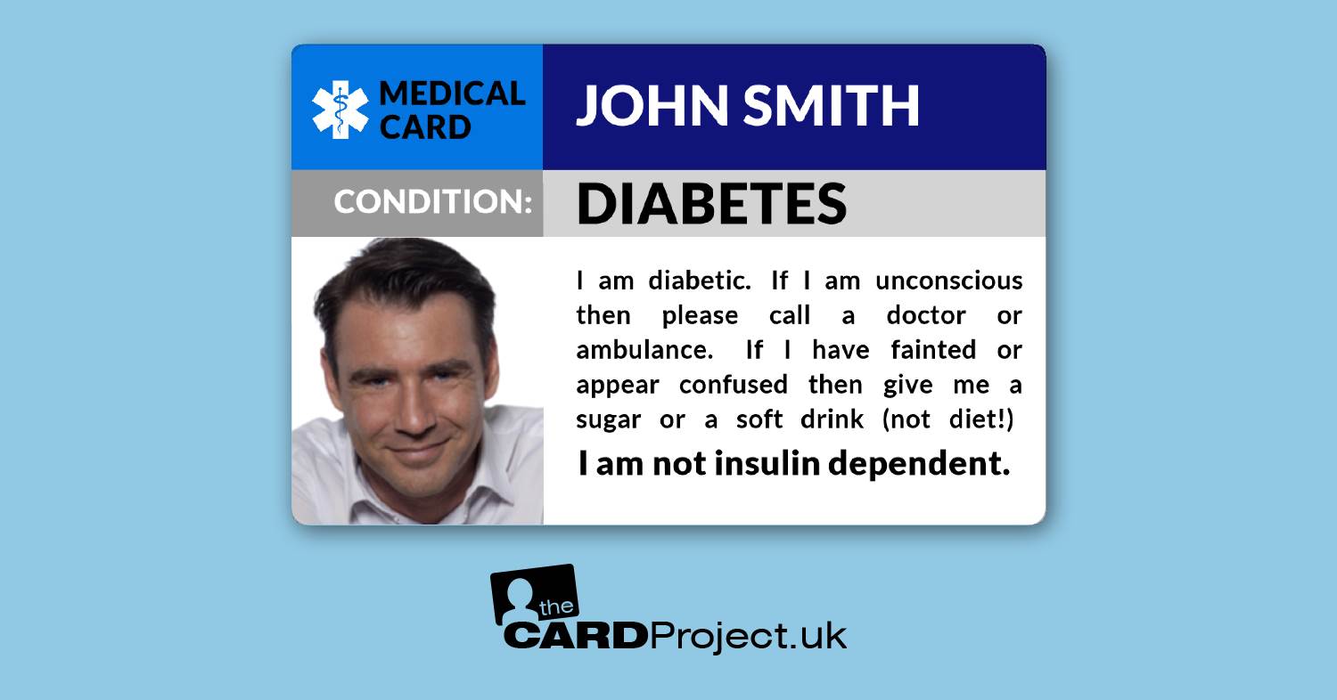 Diabetes Photo Medical ID, Diabetic Alert Card